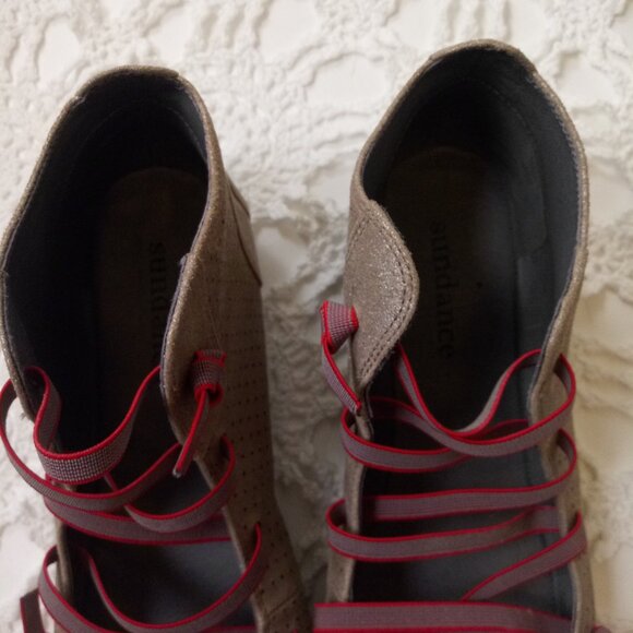 Sundance Ankle Bootie Flat Shoes Metallic Leather Slip On Round Toe 39 EU Women - Picture 4 of 9